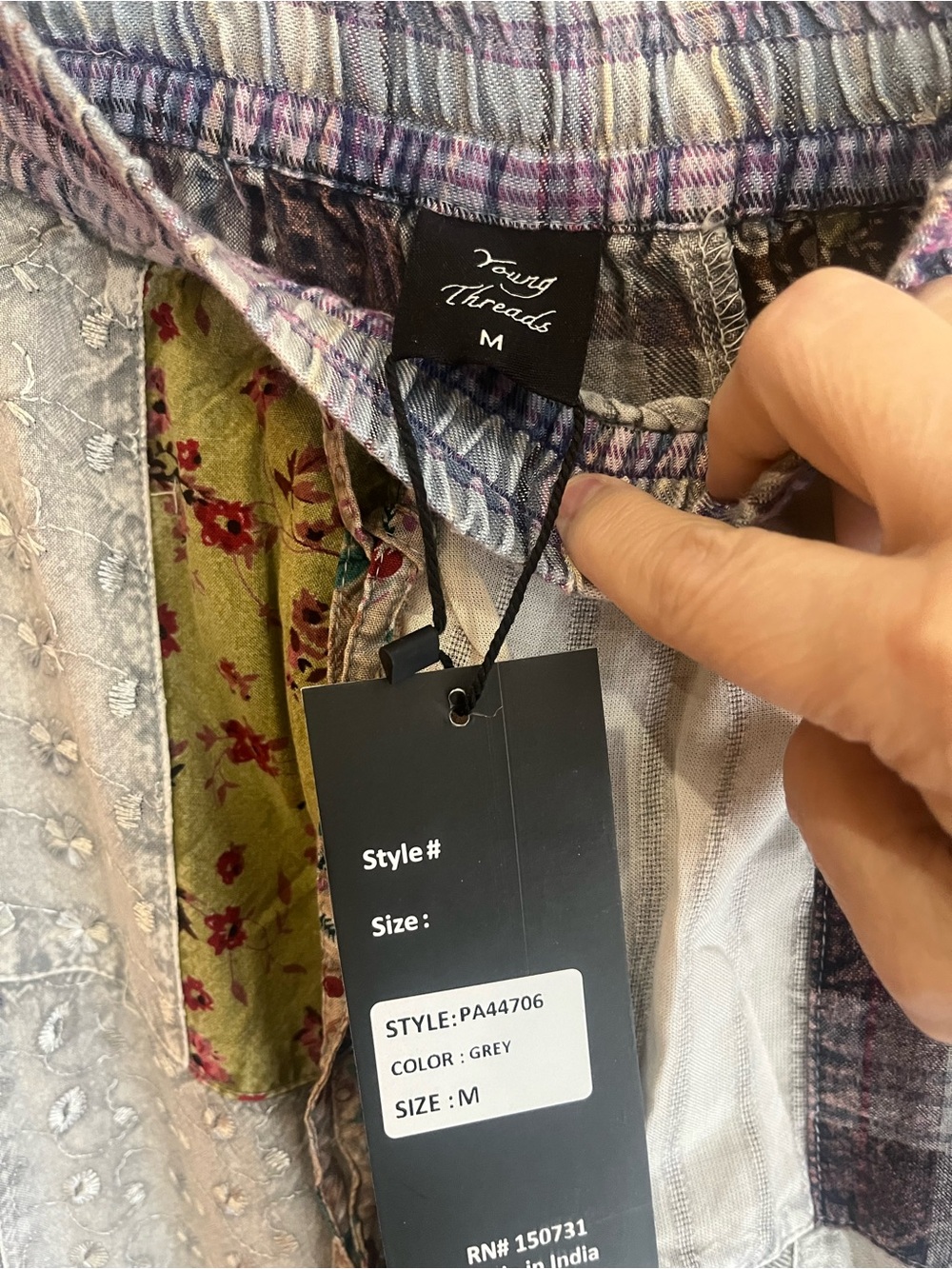 Patchwork Cargo Pants - Light Blue Multi Pattern - Picture 2 of 5